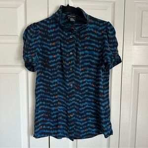 Etcetera Womens Silk Abstract Print SS Blouse Sz 6 Office Siren Chic Feminine